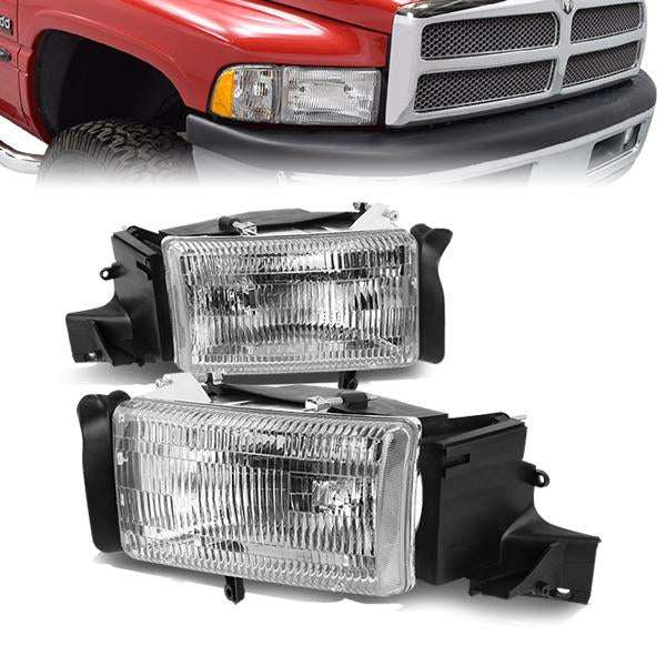 FAROS 94-02 DODGE RAM 2500 , 3500 / 94-01 RAM 1500 2/4-DOOR - DOES NOT FIT SPORT MODELS - 2PC - OEM STYLE - CHROME HOUSING - 9004 LOW BEAM / HIGH BEAM