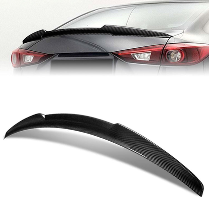 SPOILER CAR TRUNK SPOILER -14-18 MAZDA 3 - CARBON FIBER BLACK