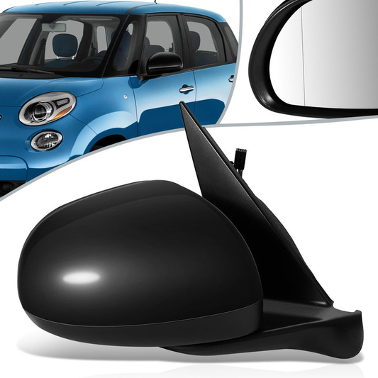 RETROVISOR MIRROR - OEM - 13-15 FIAT 500 - POWERED - HEATED - W/ TEMP SENSOR - W/ ASPHERICAL GLASS - FOLDING - BLACK - RIGHT
