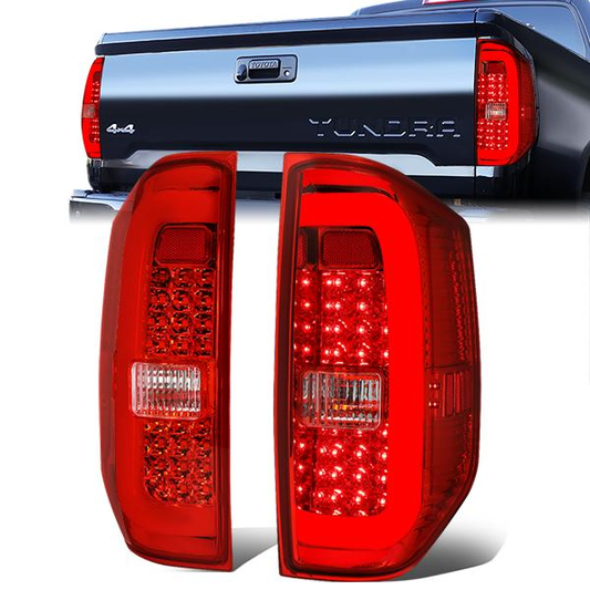 FAROS TRASEROS 14-18 TOYOTA TUNDRA - TUBE BAR - 3D - LED - CHROME / RED
