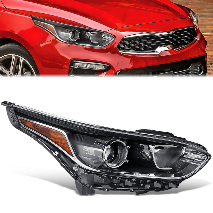 FAROS OE STYLE - 19-21 KIA FORTE - USES H7 HIGH / 9005 LOW BEAM BULBS / 7507 TURN SIGNAL - FITS S, SR PREMIUM, SV MODELS ONLY FITS W/ FACTORY LED HEADLIGHTS ASLO FITS SEDAN MODELS W/ HALOGEN HEADLIGHTS W/O LED DRL - RIGHT - OE STYLE - BLACK