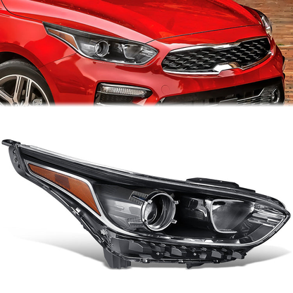 FAROS OE STYLE - 19-21 KIA FORTE - USES H7 HIGH / 9005 LOW BEAM BULBS / 7507 TURN SIGNAL - FITS S, SR PREMIUM, SV MODELS ONLY FITS W/ FACTORY LED HEADLIGHTS ASLO FITS SEDAN MODELS W/ HALOGEN HEADLIGHTS W/O LED DRL - RIGHT - OE STYLE - BLACK