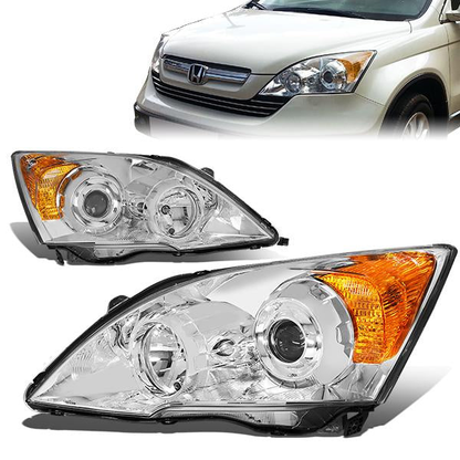 FAROS 07-11 HONDA CR-V 4-DOOR - PROJECTOR - CHROME HOUSING / AMBER CORNER - H1 LOW BEAM / HIGH BEAM
