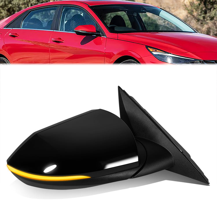 RETROVISOR MIRROR - OE STYLE - HYUNDAI ELANTRA 2021-2023 - WITH POWER WITH HEATED GLASS WITH TURN SIGNAL U.S BUILT - PASSENGER RIGHT SIDE - BLACK