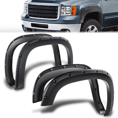 CANTONERAS 07-13 GMC SIERRA 1500 - TIDAL FENDER FLARES 4PC POCKET RIVET TEXTURED OFFROAD FITS
