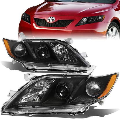 FAROS 07-09 TOYOTA CAMRY - H1 LOW BEAM / 9005 HIGH BEAM / 3457A TURN SIGNAL - BLACK HOUSING / AMBER CORNER