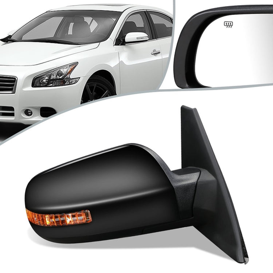RETROVISOR MIRROR - OEM - 07-12 NISSAN ALTIMA 2-DR - POWERED - HEATED - W/ SIGNAL LIGHT - FOLDING - BLACK MATERIAL - RIGHT