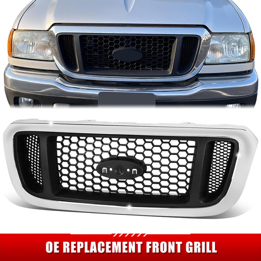 PARRILLA GRILLE - FD RANGR '98-'00/01-'03/04-05/ GRILLE ASS'Y 04-05/ CHROME/ARGENT (4WD)/ (W/HONEYCOMB INSERT)//PARTS.NO,FO1200453//OEM NO,4L5Z8200EAA