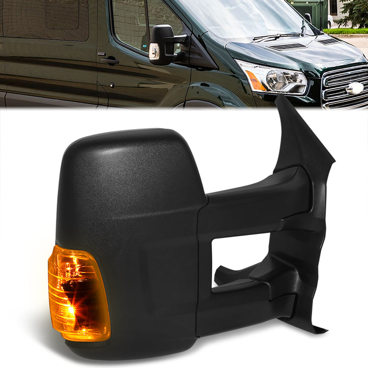 RETROVISOR MIRROR - OE STYLE - FORD TRANSIT 150 2015-2017 - FORD TRANSIT 250 2015-2017 - FORD TRANSIT 350 2015-2017 - WITH POWER WITH HEATED WITH SIGNAL DUAL MIRROR WITH LONG ARM LOW ROOF - PASSENGER RIGHT SIDE - BLACK