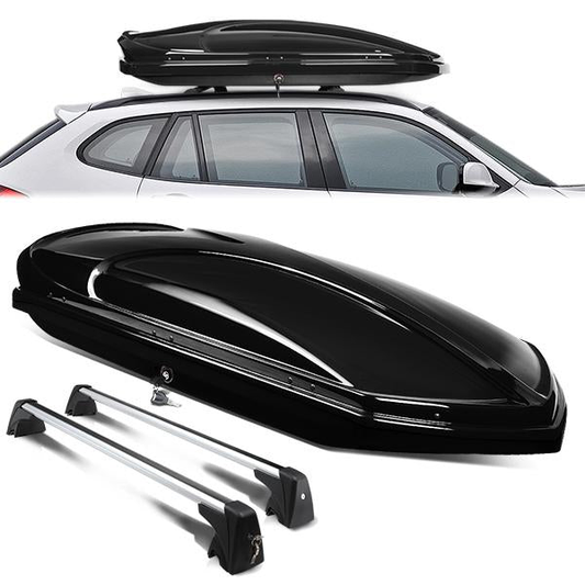 PORTAEQUIPAJE ROOF RACK CROSS BARS + CARGO ROOF BOX - 10-15 BMW X1 - MOUNTS ONTO OEM ROOF RAILS ONLY - BLACK