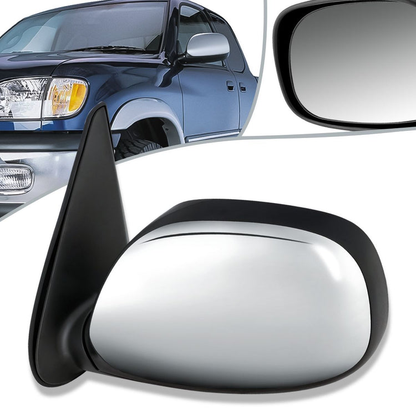 RETROVISOR MIRROR - OEM - 04-06 TOYOTA TUNDRA CREW CAB - POWER MIRROR ADJUSTMENT - W/O HEAT - CHROME - LEFT