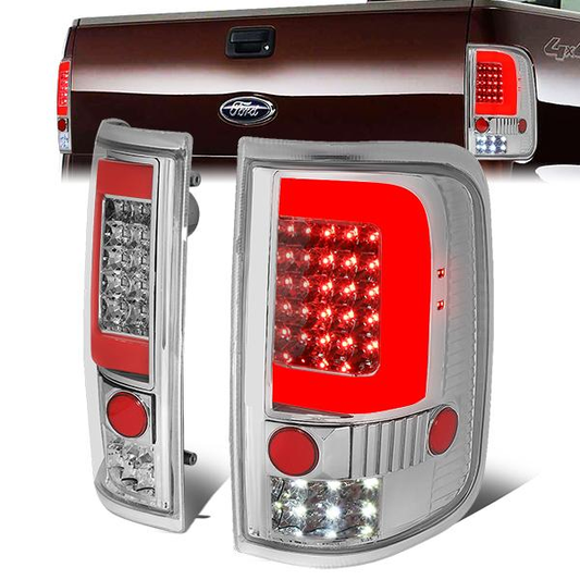 FAROS TRASEROS 04-08 FORD F-150 / LOBO - RED C-BAR LED - CHROME