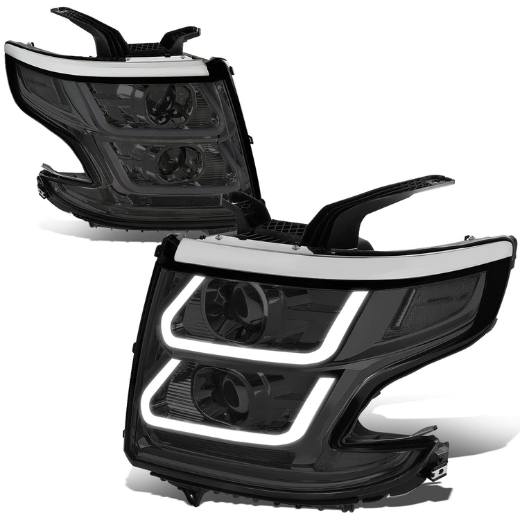 FAROS 15-18 CHEVY SUBURBAN / 15-18 CHEVY TAHOE - ONLY FITS MODELS WITH HALOGEN HEADLIGHTS - DUAL PROJECTOR - 3D - LED - SMOKE HOUSING / CLEAR CORNER - H7 LOW / H1 HIGH BEAM