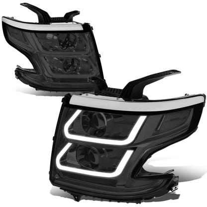 FAROS 15-18 CHEVY SUBURBAN / 15-18 CHEVY TAHOE - ONLY FITS MODELS WITH HALOGEN HEADLIGHTS - DUAL PROJECTOR - 3D - LED - SMOKE HOUSING / CLEAR CORNER - H7 LOW / H1 HIGH BEAM