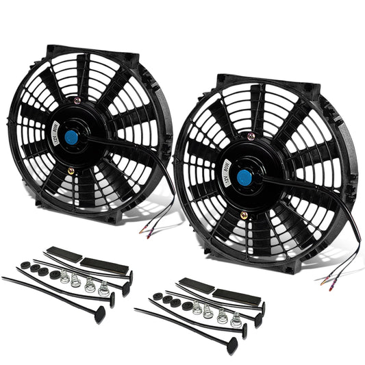 Kit de 2 abanicos eléctricos slim de 10 pulgadas para radiador - negros