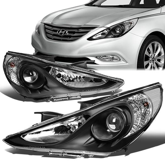 FAROS 11-14 HYUNDAI SONATA 4-DOOR - PROJECTOR - H7 LOW BEAM / HIGH BEAM - BLACK HOUSING / CLEAR CORNER