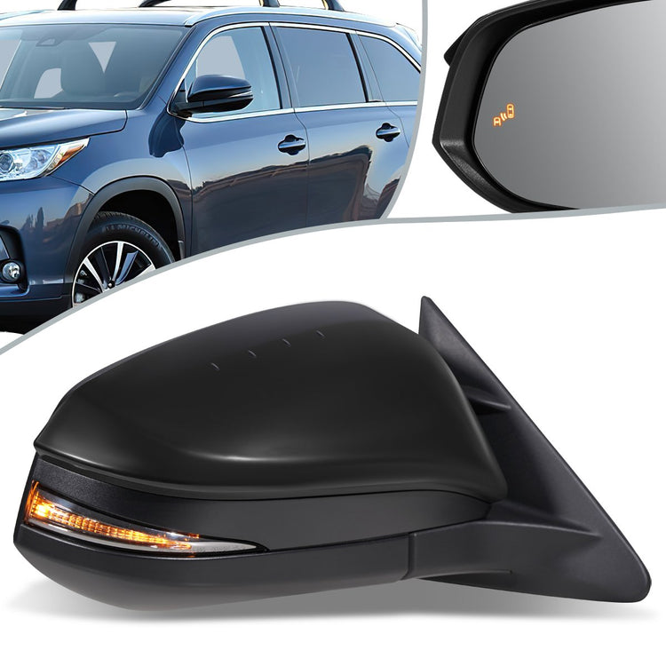 RETROVISOR MIRROR - OEM - 14-16 TOYOTA HIGHLANDER - POWERED - HEATED - W/ SIGNAL LIGHT - W/ MEMORY - W/ PUDDLE LIGHT - FOLDING - RIGHT - BLACK MATERIAL