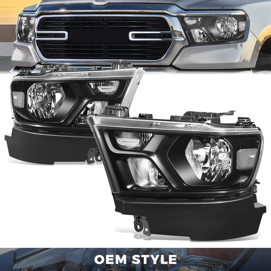 FAROS 19-24 RAM 1500 - WITH FACTORY HALOGEN HEADLIGHTS - 9005 HIGH / H11 LOW / 12961 MARKER - BLACK / CLEAR