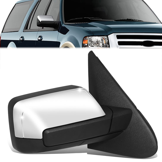 RETROVISOR MIRROR - OE STYLE - FORD EXPEDITION 13-14 - LINCOLN NAVIGATOR 12-14 - WITH POWER FOLD WITH HEATED WITH SIGNAL WITH MEMORY CHROME COVER - PASSENGER SIDE - SMOOTH - BLACK / CHROME