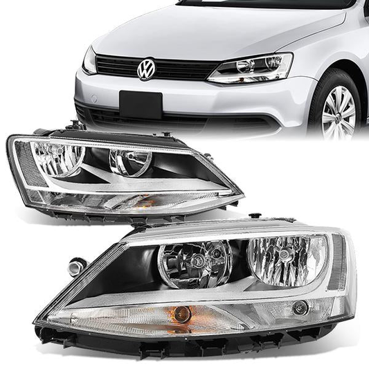 FAROS 11-17 VW JETTA - FITS MODELS W/ HALOGEN HEADLIGHTS ONLY - H7 LOW BEAM / HIGH BEAM / 7507 TURN SIGNAL - CHROME HOUSING / CLEAR CORNER