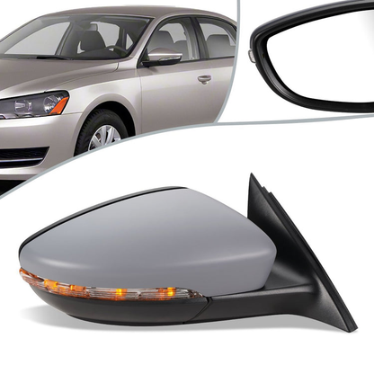 RETROVISOR MIRROR - OEM - 11-15 VOLKSWAGEN PASSAT - POWERED - HEATED - W/ SIGNAL LIGHT - FOLDING - RIGHT - GRAY
