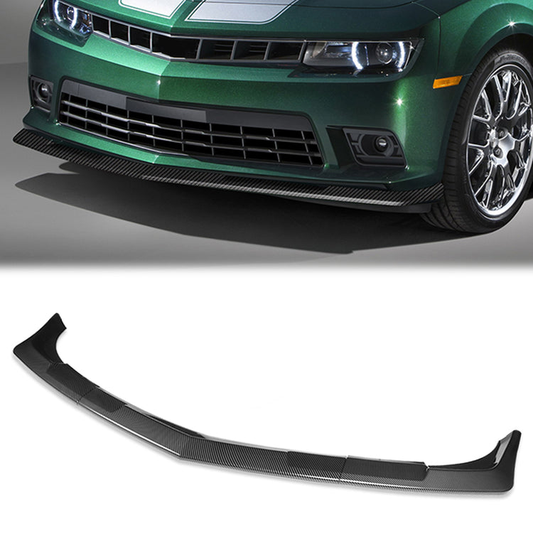LIP FRONTAL 14-15 CHEVY CAMARO - ONLY FITS SS, Z28, V8, MODELS ONLY - REQUIRES DRILLING BUMPER FOR INSTALLATION - 3PC - CARBON FIBER LOOK