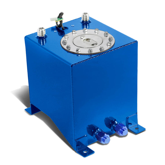 TANQUE DE GASOLINA FUEL CELL - GAS TANK WITH LEVEL SENDER - 2.5 GALLON - ALUMINUM - POLISHED CAP - BLUE