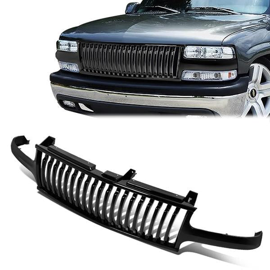 PARRILLA GRILLE - 99-02 SILVERADO 1500 / 00-06 CHEVY TAHOE / 00-06 CHEVY SUBURBAN 1500 2500 - BADGELESS VERTICAL FENCE - BLACK