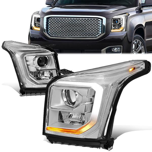 FAROS 15-20 GMC YUKON, YUKON XL - FITS HALOGEN HEADLIGHT MODELS ONLY - LED DRL - PROJECTOR - H11 LOW BEAM / 9005 HIGH BEAM - CHROME HOUSING / CLEAR CORNER