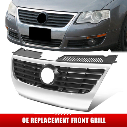 PARRILLA GRILLE - VG PASAT '05-'10/ GRILLE ASS'Y/ CHROME/BLACK/ W/O PARKING AID/ W/O SENEOR H.