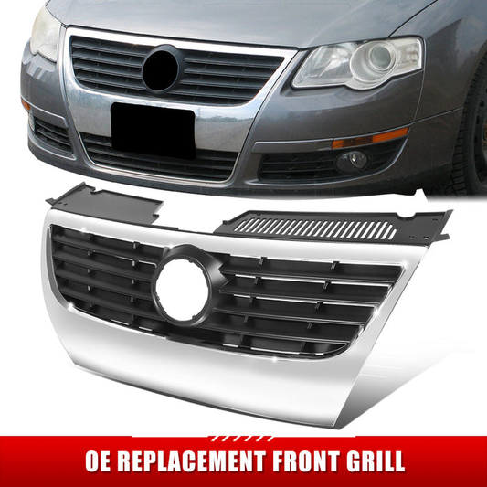 PARRILLA GRILLE - VG PASAT '05-'10/ GRILLE ASS'Y/ CHROME/BLACK/ W/O PARKING AID/ W/O SENEOR H.