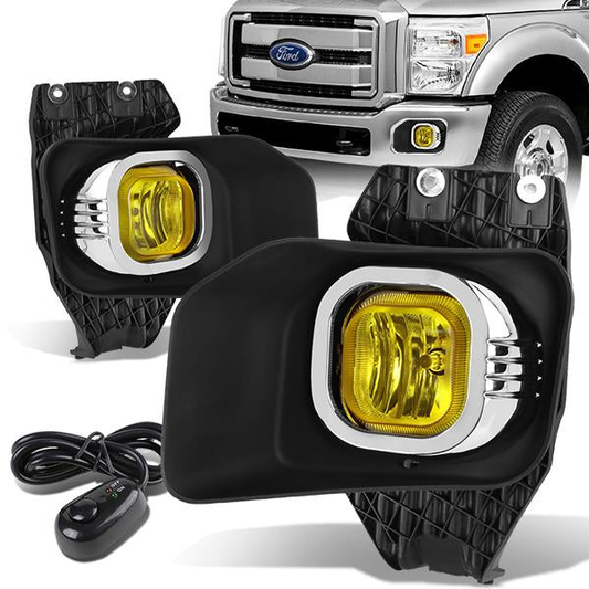 FAROS DE NIEBLA 11-16 FORD F-250, F-350, F-450, F-550 SUPER DUTY - WITH SWITCH, BEZEL - H10 BULB - AMBER