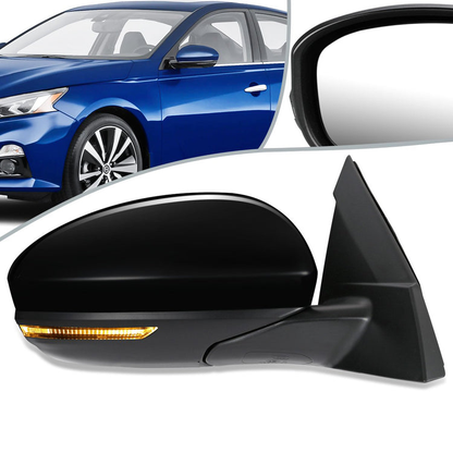 RETROVISOR MIRROR - OEM - 19+ NISSAN ALTIMA 4-DR - POWERED - HEATED - W/ SIGNAL LIGHT - FOLDING - TEXTURED - BLACK MATERIAL - RIGHT