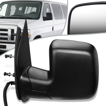 RETROVISOR MIRROR - OEM - 02-06 FORD E-150, E-250, E-350, E-450 / 02-03 FORD E-550 / 02-06 FORD ECONOLINE - POWERED - TEXTURED - BLACK - LEFT