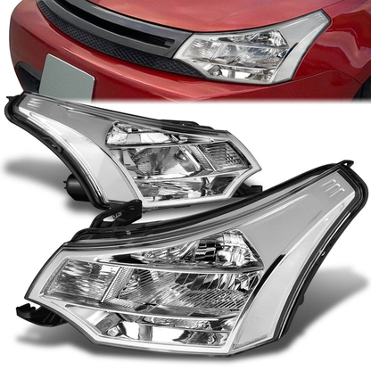 FAROS 08-11 FORD FOCUS - OE STYLE - H13 HIGH/LOW BEAM / 168 SIDE MARKER - FITS SEDAN / COUPE MODELS - CHROME HOUSING / CLEAR CORNER