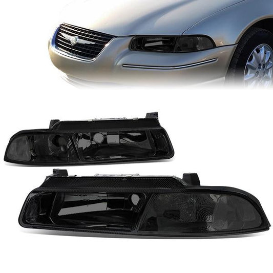 FAROS 95-00 CHRYSLER CIRRUS, DODGE STRATUS / 96-00 PLYMOUTH BREEZE - 2/4DR - OE STYLE - 9007 LOW BEAM / HIGH BEAM - SMOKE HOUSING / CLEAR CORNER