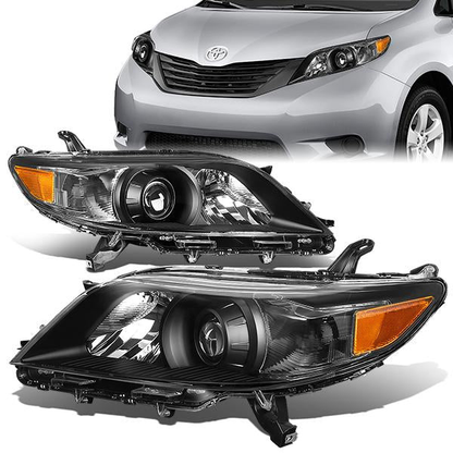 FAROS 11-17 TOYOTA SIENNA XL30 - FITS MODELS W/ HALOGEN HEADLIGHTS ONLY - PROJECTOR - H11 LOW BEAM / 9005 HIGH BEAM / 3457A TURN SIGNAL - BLACK HOUSING / AMBER CORNER