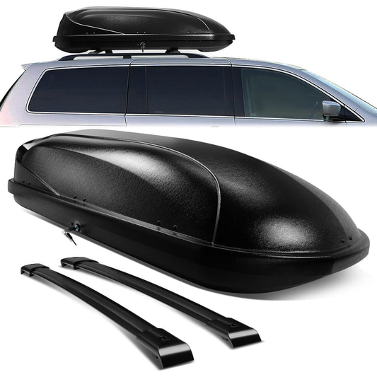 PORTAEQUIPAJE ROOF RACK CROSS BARS + CARGO ROOF BOX - 05-10 HONDA ODYSSEY - MOUNTS ONTO OEM ROOF RAILS ONLY - BLACK