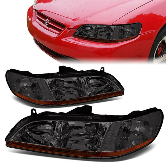 FAROS 98-02 HONDA ACCORD 2/4-DOOR - 9006 LOW BEAM / 9005 HIGH BEAM - SMOKE HOUSING / AMBER CORNER