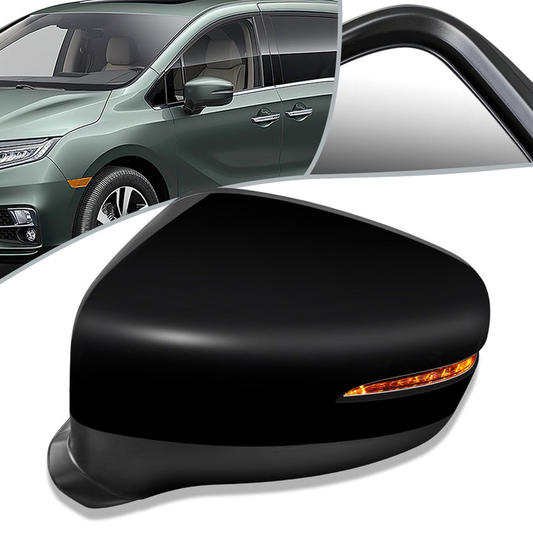 RETROVISOR MIRROR - OEM - 18-19 HONDA ODYSSEY - POWERED - HEATED - W/ SIGNAL LIGHT - FOLDING - BLACK MATERIAL - LEFT
