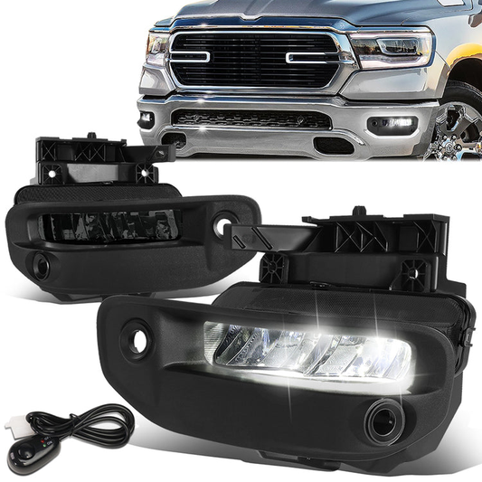FAROS DE NIEBLA 19-22 RAM 1500 - FITS BIG HORN, HFE, LARAMIE, LIMITED, LIMITED LONGHORN, LONE STAR, REBEL, TRX, TRADESMAN - WILL FIT MODELS WITH PARKING SENSORS ONLY - LED - SMOKED