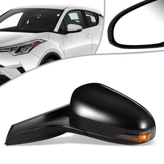 RETROVISOR MIRROR - OEM - 17-19 TOYOTA CH-R - POWERED - HEATED - W/ SIGNAL LIGHT - FOLDING - BLACK MATERIAL - LEFT