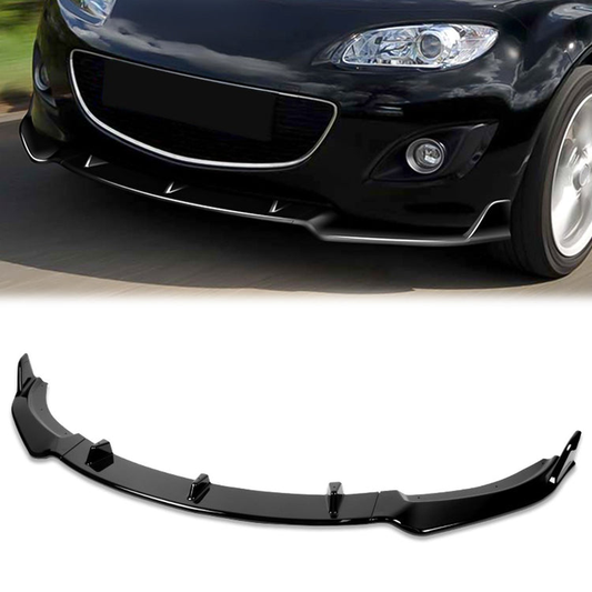 LIP FRONTAL 09-13 MAZDA MX-5 MIATA - REQUIRES DRILLING BUMPER FOR INSTALLATION - 3PC - PAINTED GLOSS BLACK