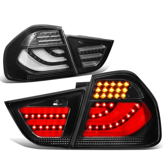 FAROS TRASEROS 09-11 BMW 3-SERIES E90 - 3D STRIP - LED - BLACK / SMOKE