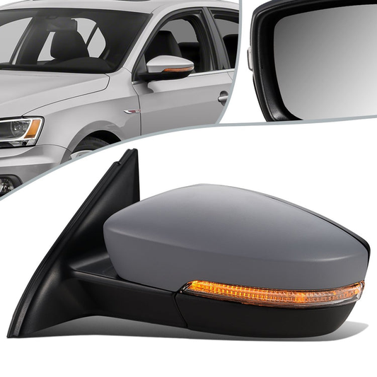 RETROVISOR MIRROR - OEM - 11-18 VOLKSWAGEN JETTA - POWERED - HEATED - W/ SIGNAL LIGHT - FOLDING - LEFT - GRAY