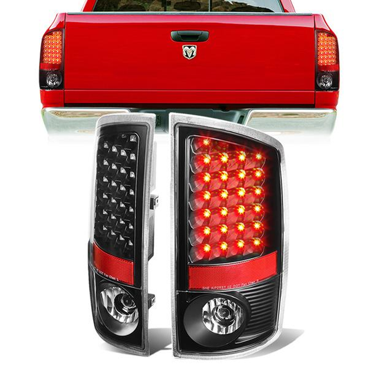 FAROS TRASEROS 02-06 DODGE RAM 1500 / 03-06 DODGE RAM 2500 , 3500 - LED - BLACK / CLEAR