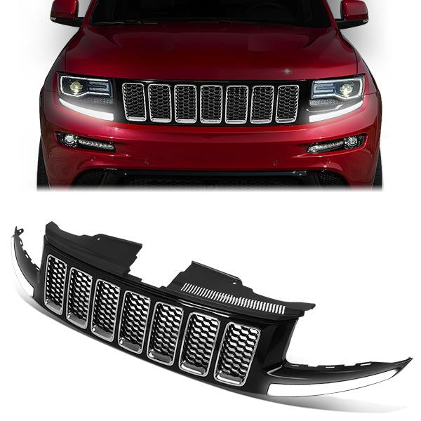 PARRILLA GRILLE - 14-16 JEEP GRAND CHEROKEE - HONEYCOMB MESH - W/ LED DRL LIGHT - LED'S REQUIRE WIRING INTO EXISTING LIGHTING - BLACK