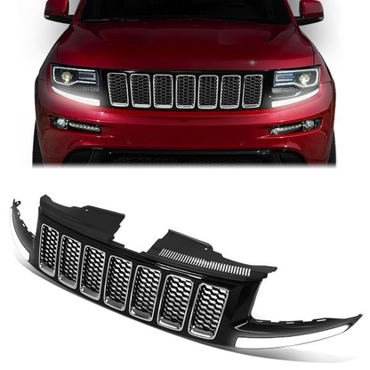PARRILLA GRILLE - 14-16 JEEP GRAND CHEROKEE - HONEYCOMB MESH - W/ LED DRL LIGHT - LED'S REQUIRE WIRING INTO EXISTING LIGHTING - BLACK