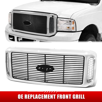 PARRILLA GRILLE - FD F350 P/U '05-'07(SUPR DUTY)/ GRILLE ASS'Y/ CHROME/BLACK W/BILLET//PARTS.NO,FO1200459//OEM NO,6C3Z8200AAA