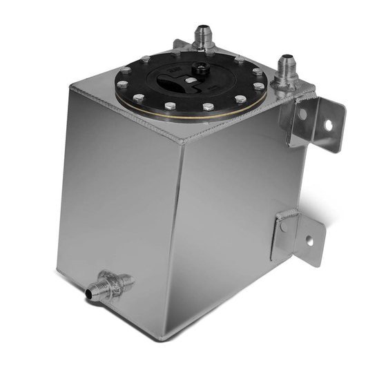 TANQUE DE GASOLINA FUEL CELL - GAS TANK - ALUMINUM - 1-GALLON - BLACK CAP - POLISHED - BOTTOM-FEED